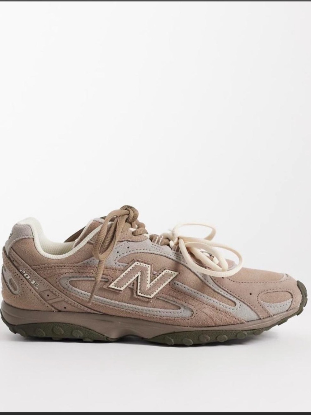 New Balance Women’s Taupe and Olive Suede Sneakers